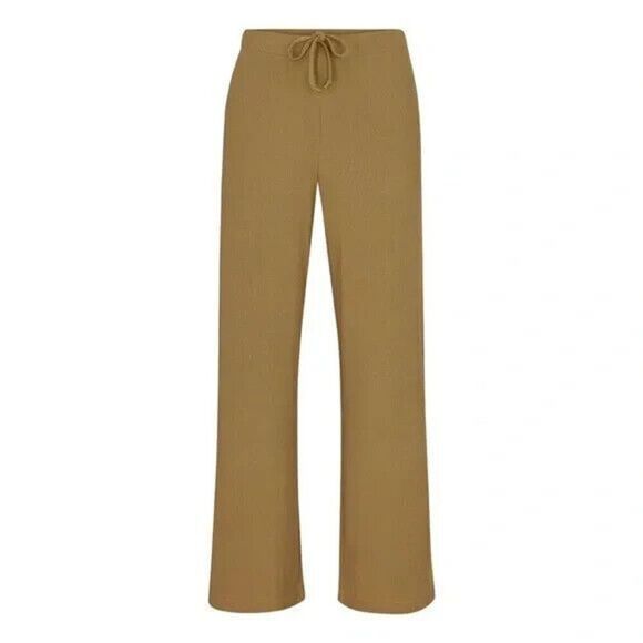 New SKIMS Ribbed Lounge Pants in Camel Brown Size Large - Picture 1 of 5